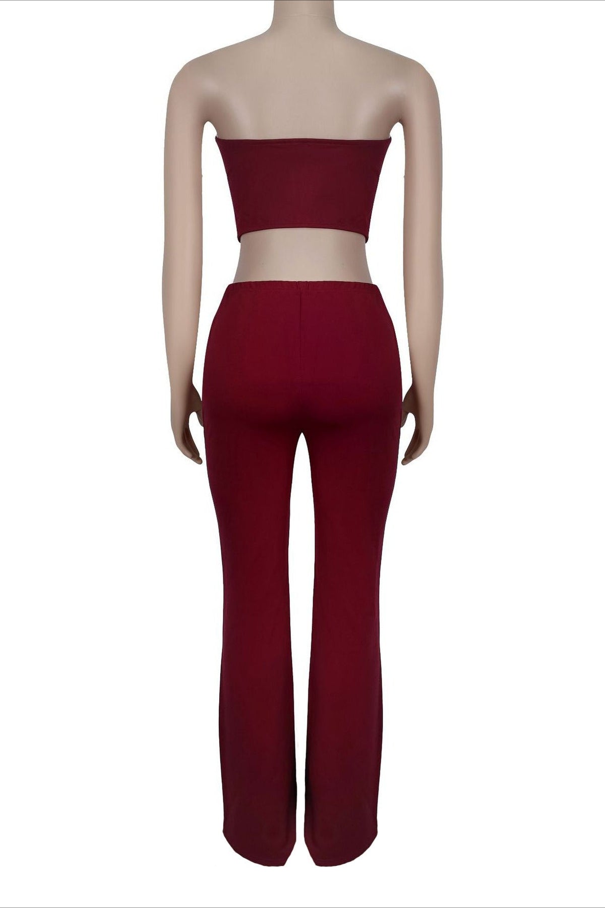 Strapless Grommet V-Neck Flare Pant Set Lavish Daily