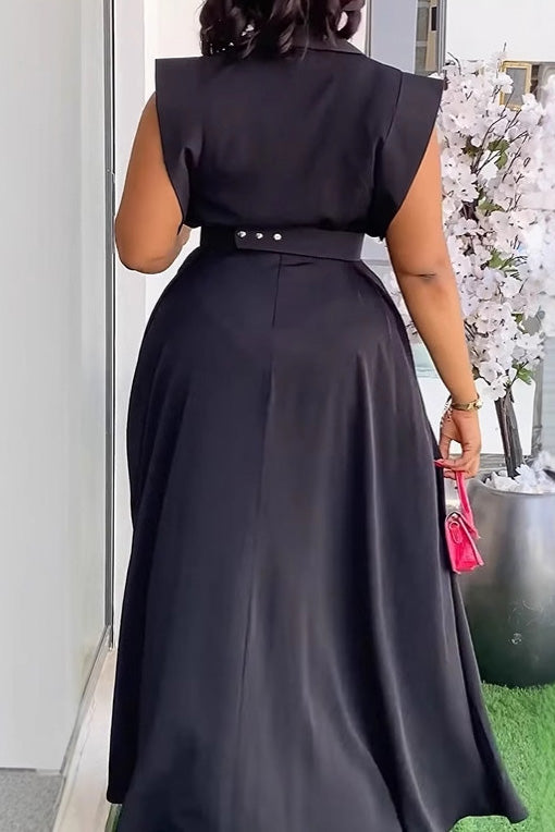 Solid Color Sleeveless Workwear Slit Dress Set Lavish Daily