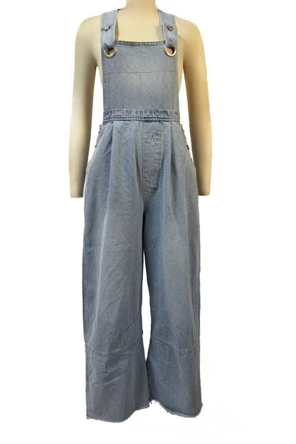 Pleated Wide Leg Denim Overalls Lavish Daily