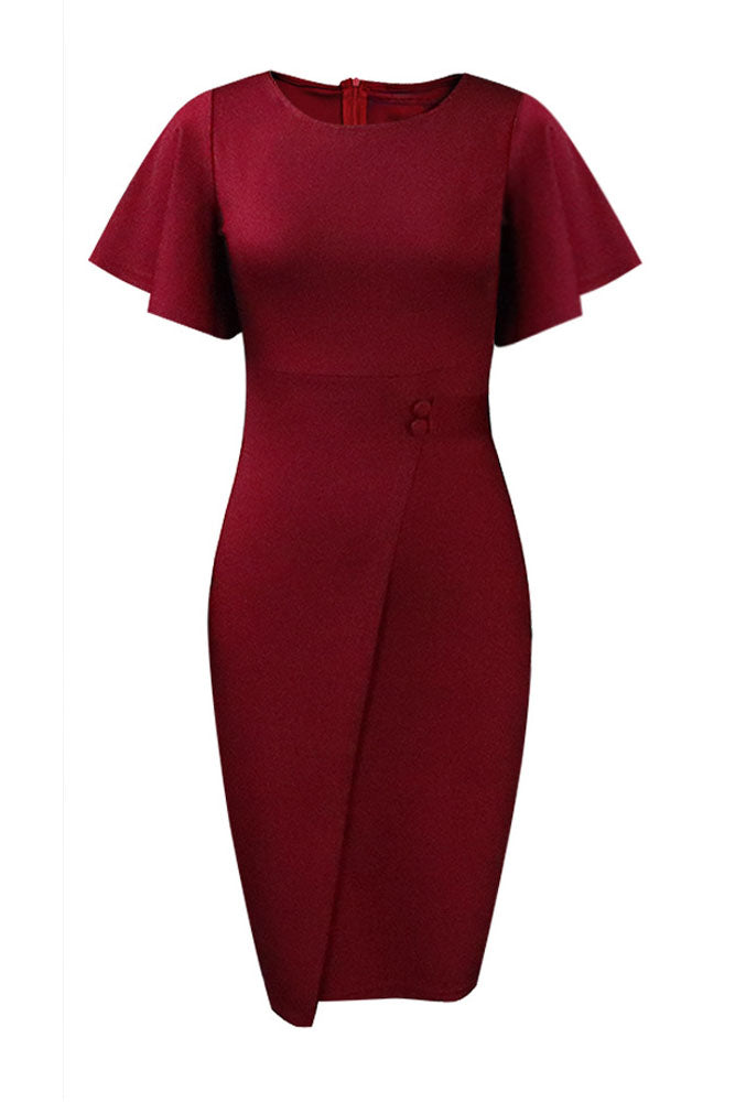 Midi Bodycon Ruffle Sleeve Dress Lavish Daily