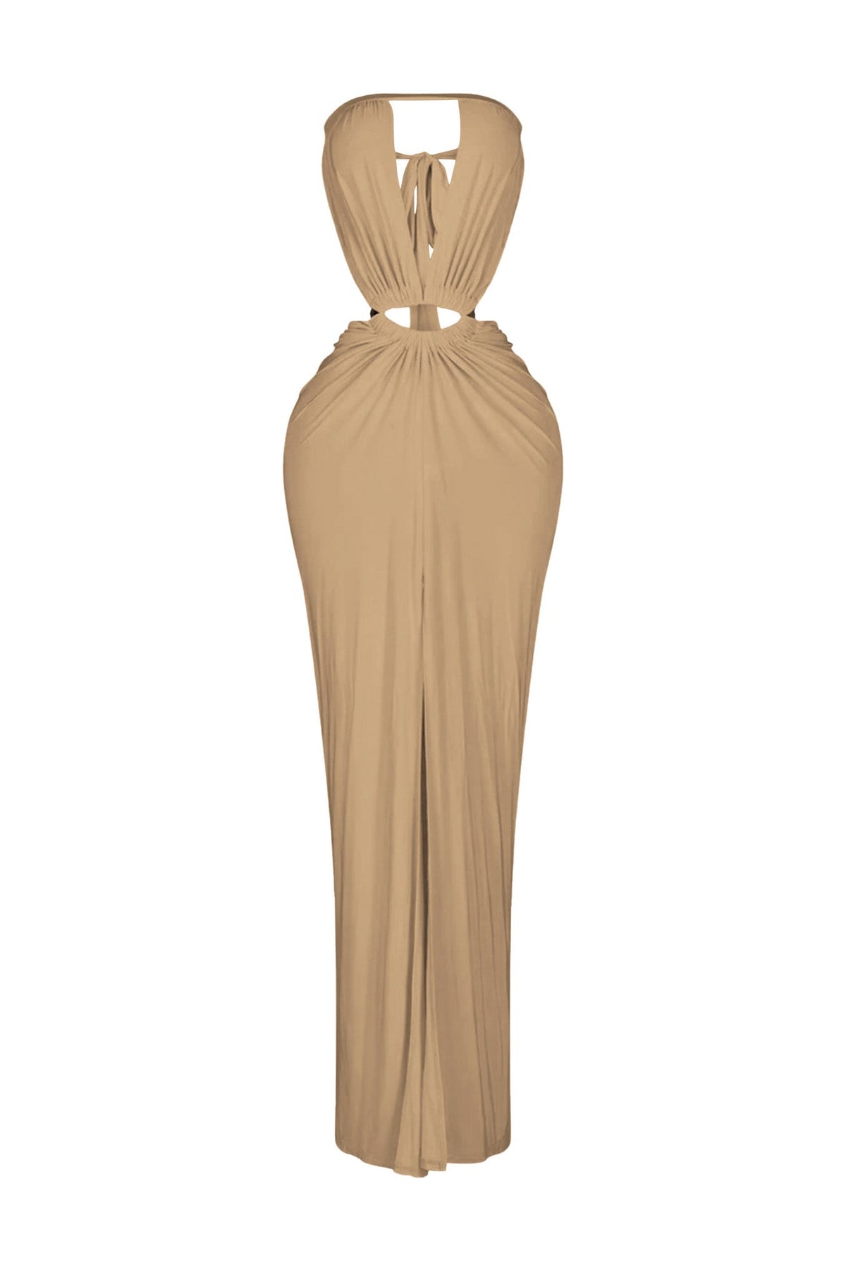 Cutout Ruched High Slit Maxi Dress Lavish Daily