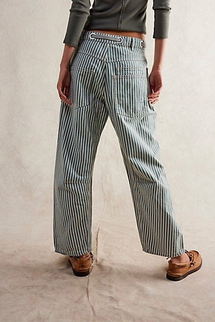 Loose Casual Striped Wide Leg Drawstring Trousers Lavish Daily