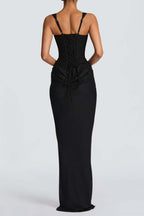 Corset Lace-Up Back Draped Maxi Dress Lavish Daily