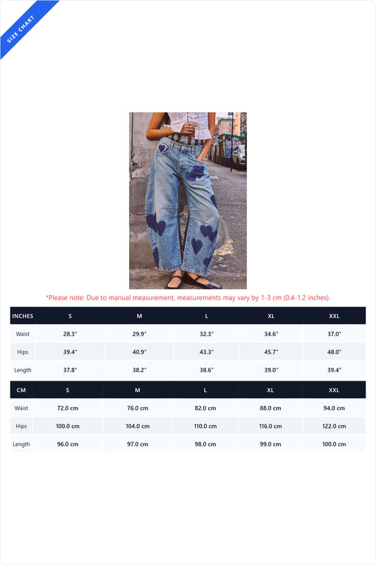Heart Patch Relaxed Barrel Leg Jeans Lavish Daily