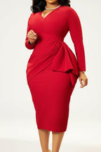 Women’s Ruched V-Neck Bodycon Dress Lavish Daily