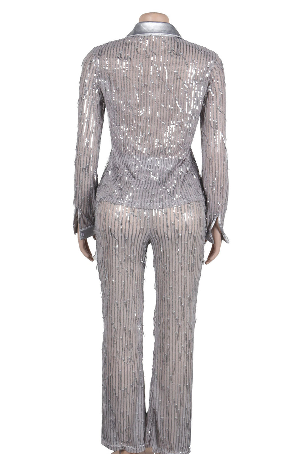 Sequin Shirt & Bell Bottom Pants Set Lavish Daily
