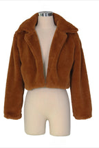 Faux Leather Lapel Short Jacket Lavish Daily