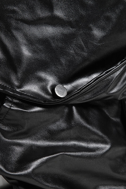 Faux Leather Notched Lapel Jacket Lavish Daily