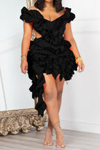 Backless Ruffle Tiered Cutout Mini Dress Lavish Daily