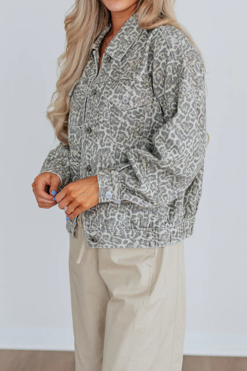 Loose Washed Printed Denim Jacket Lavish Daily