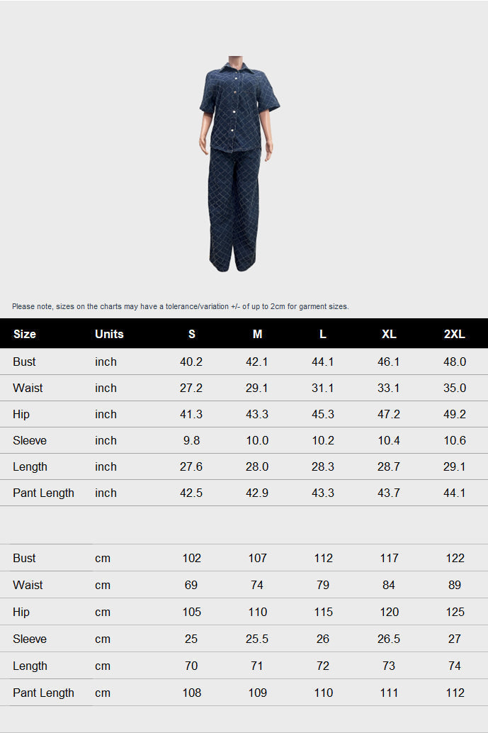 Quilted Textured Denim Set Lavish Daily