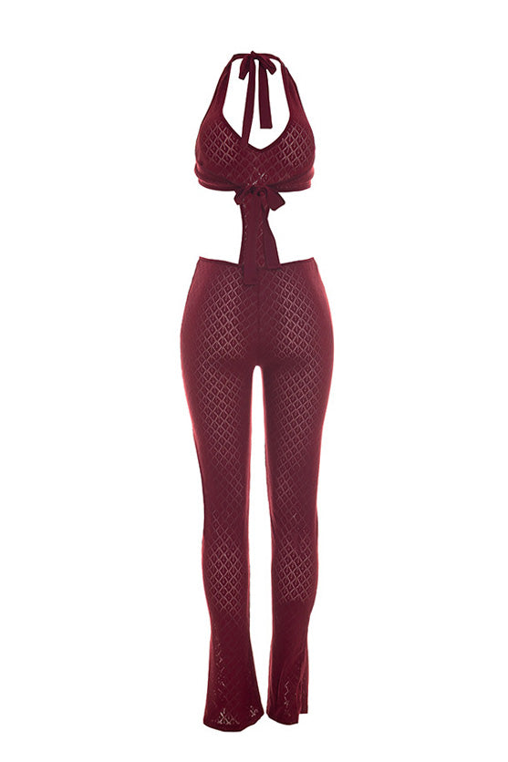 Open-Knit Halter Cutout Catsuit Lavish Daily