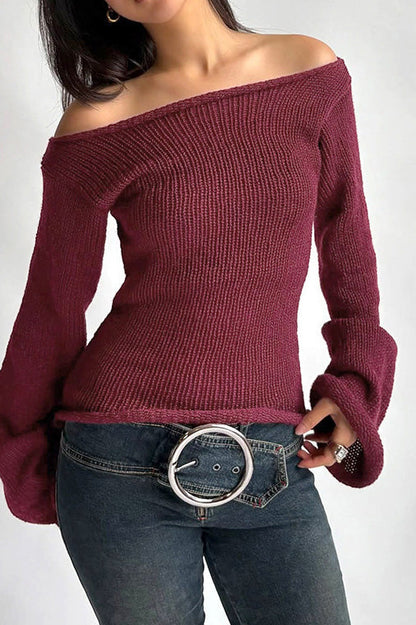 Off Shoulder Knitted Sweater Lavish Daily