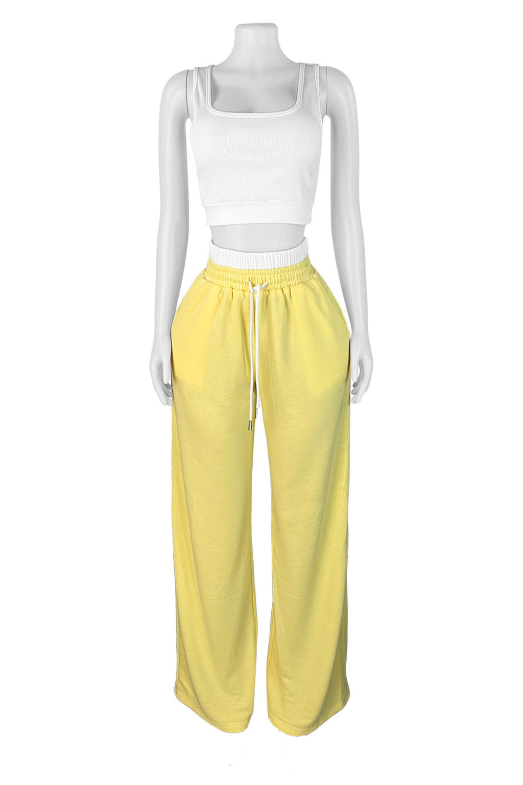 Solid Drawstring Square Neck Sleeveless Set Lavish Daily