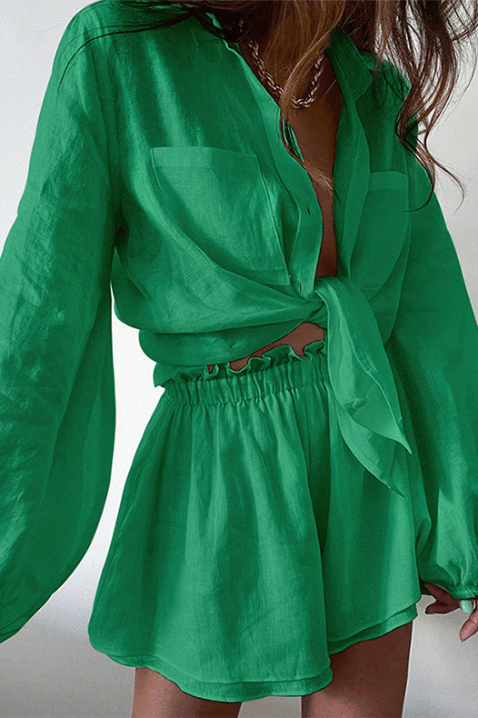 Top Ruffle Shorts Two-piece Casual Fashion Suit Lavish Daily