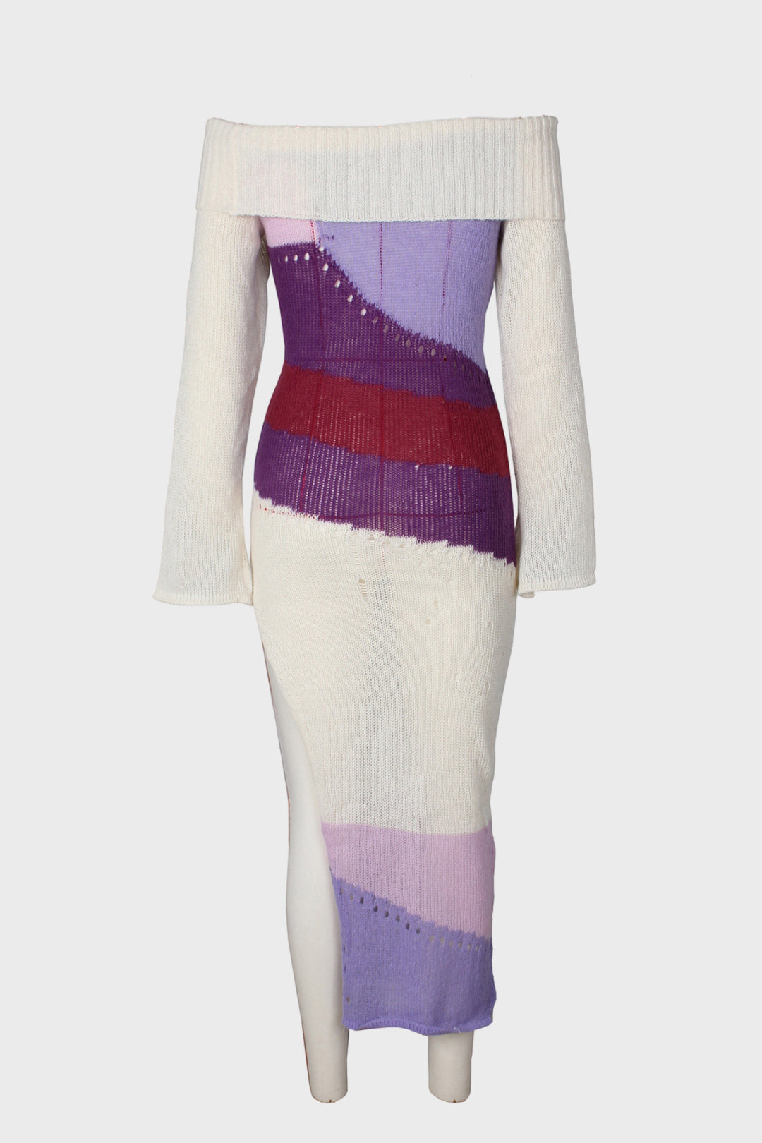 Purple Sheer Knitted Midi Dress Lavish Daily