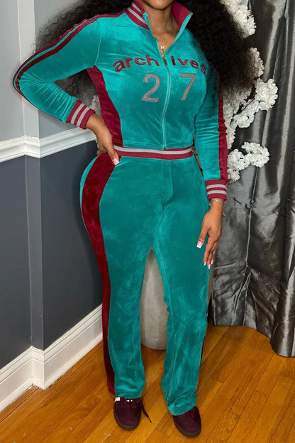 Graphic Velour Flared Track Set Lavish Daily