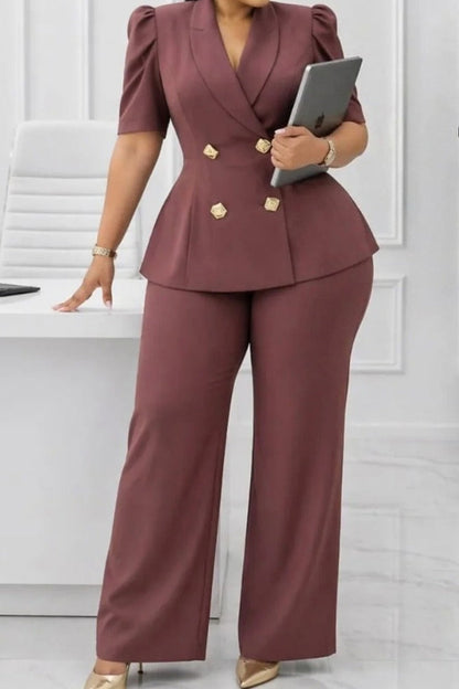 Double Breasted Blazer & Pants Matching Set Lavish Daily
