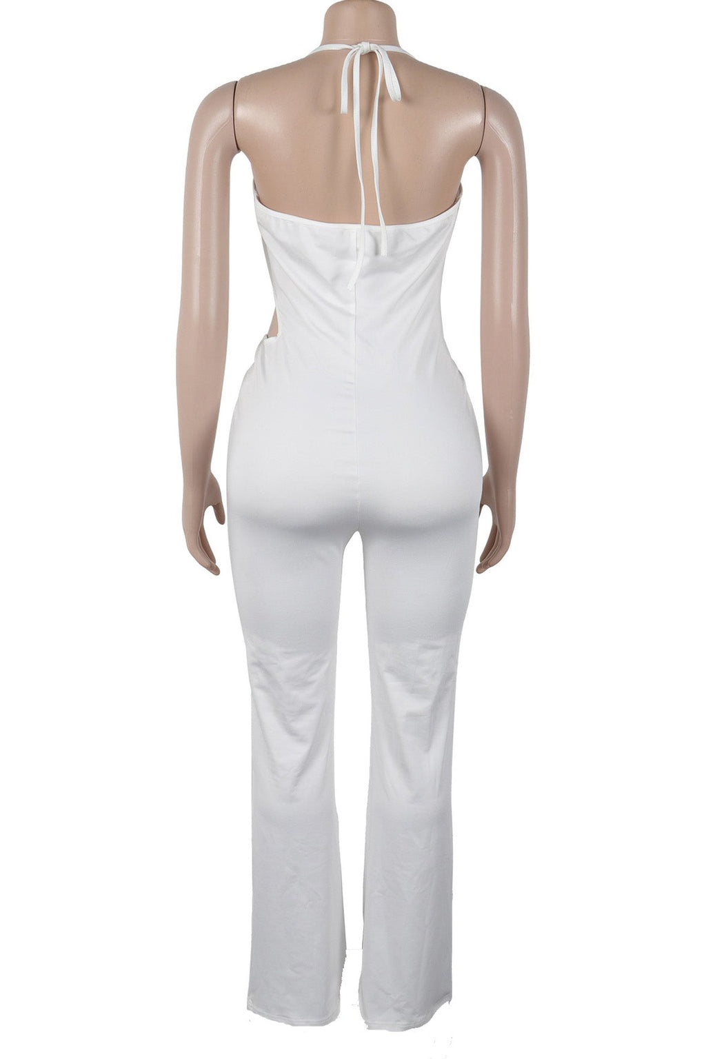 Elegant Ring Cutout Halter Tie Jumpsuit Lavish Daily