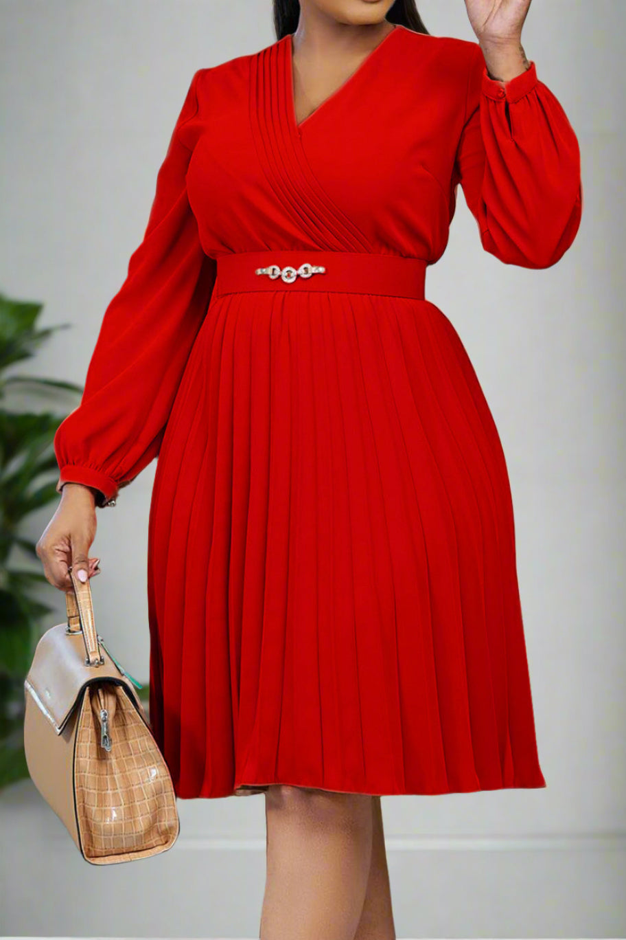 V Neck Long Sleeve Evening Long Dress Lavish Daily