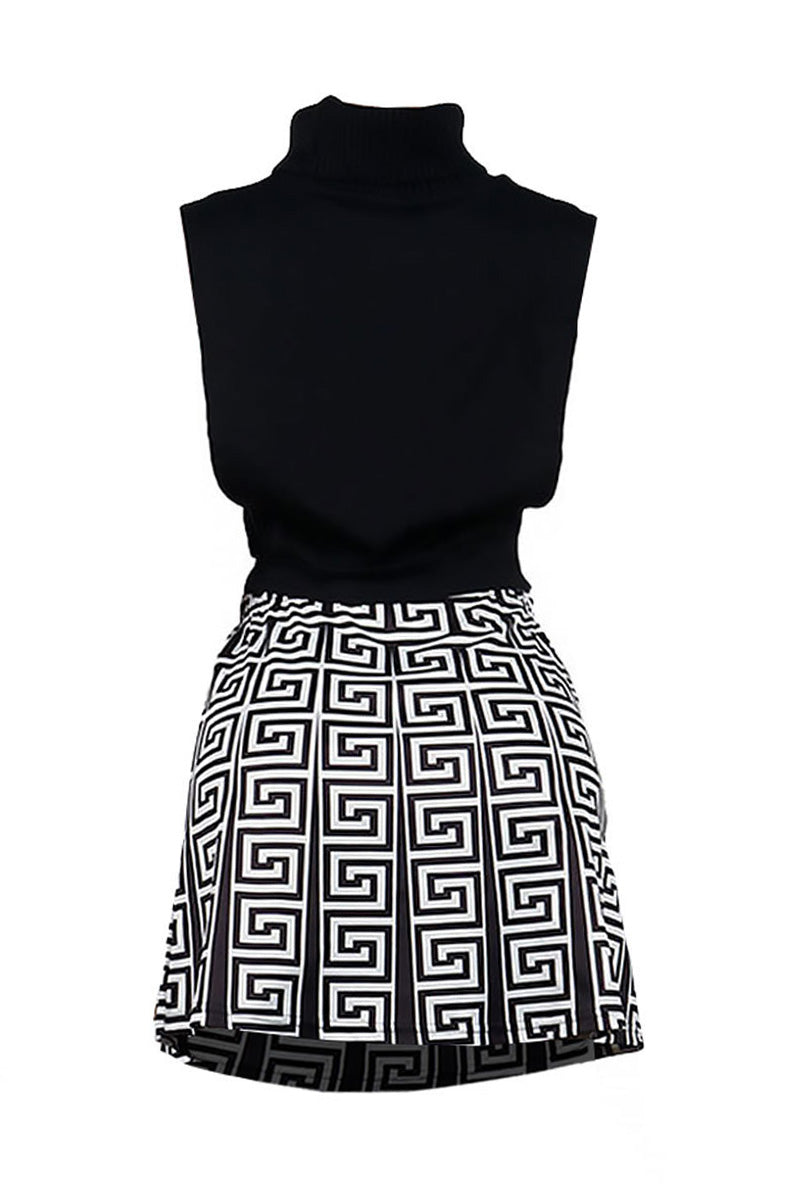 Printed Skirt & Embroidered Top Set Lavish Daily