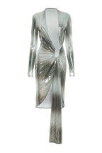 Deep V-Neck Ruched Long Sleeve Maxi Dress Lavish Daily