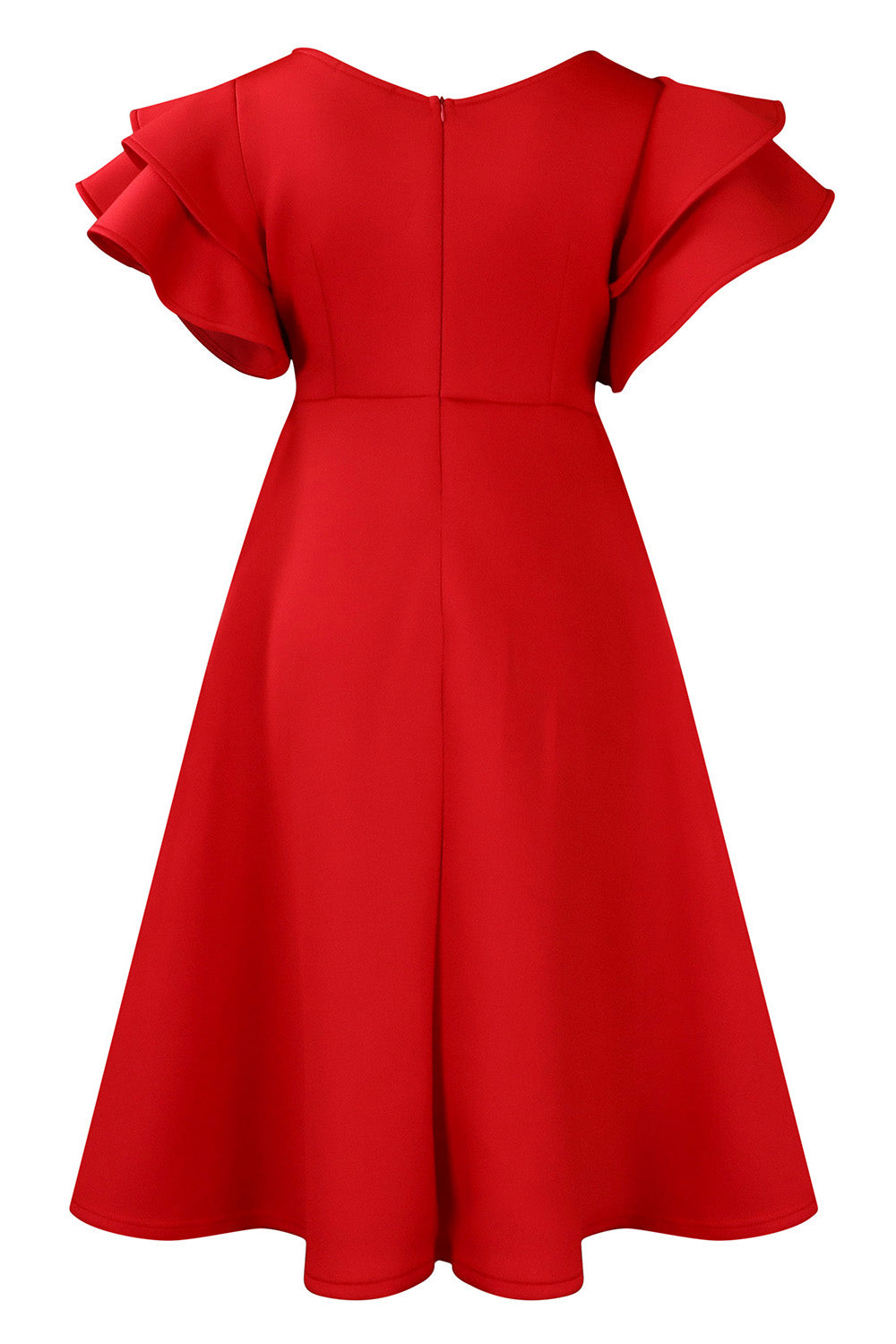 Flounce Sleeve High Waist A-Line Dress Lavish Daily