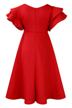 Flounce Sleeve High Waist A-Line Dress Lavish Daily