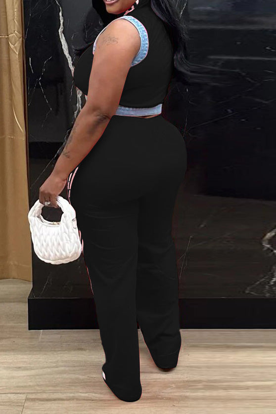 Striped Cropped Top Denim Pant Sets Lavish Daily