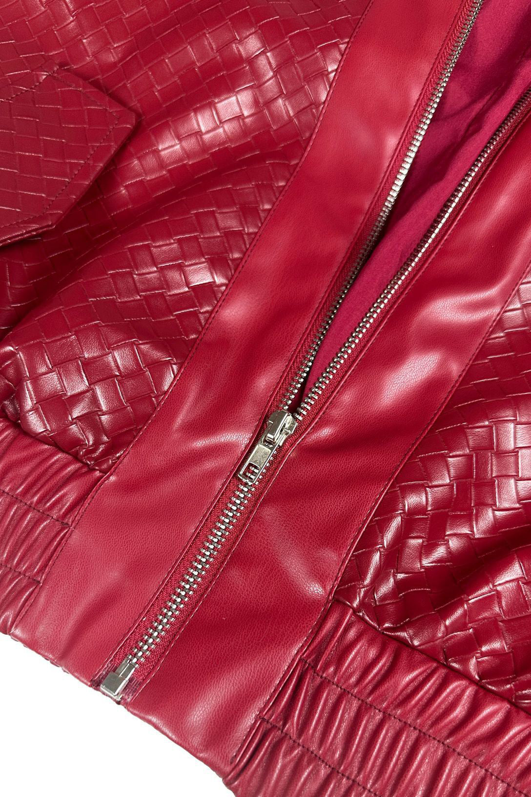 Textured PU Leather Cropped Moto Jacket Lavish Daily