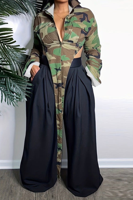 Camouflage Print Casual Jacket Lavish Daily