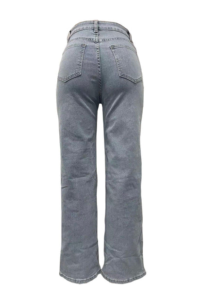Pearl & Rhinestone Embellished Wide Leg Jeans LavishDaily