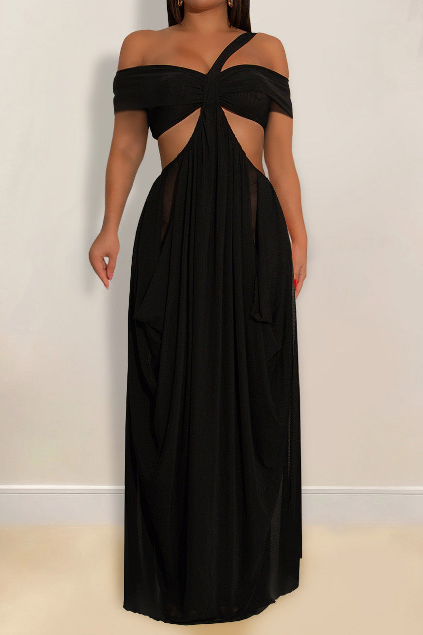 Off-Shoulder Cutout Maxi Dress Lavish Daily