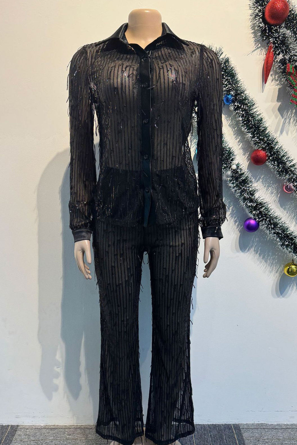 Sequin Shirt & Bell Bottom Pants Set Lavish Daily