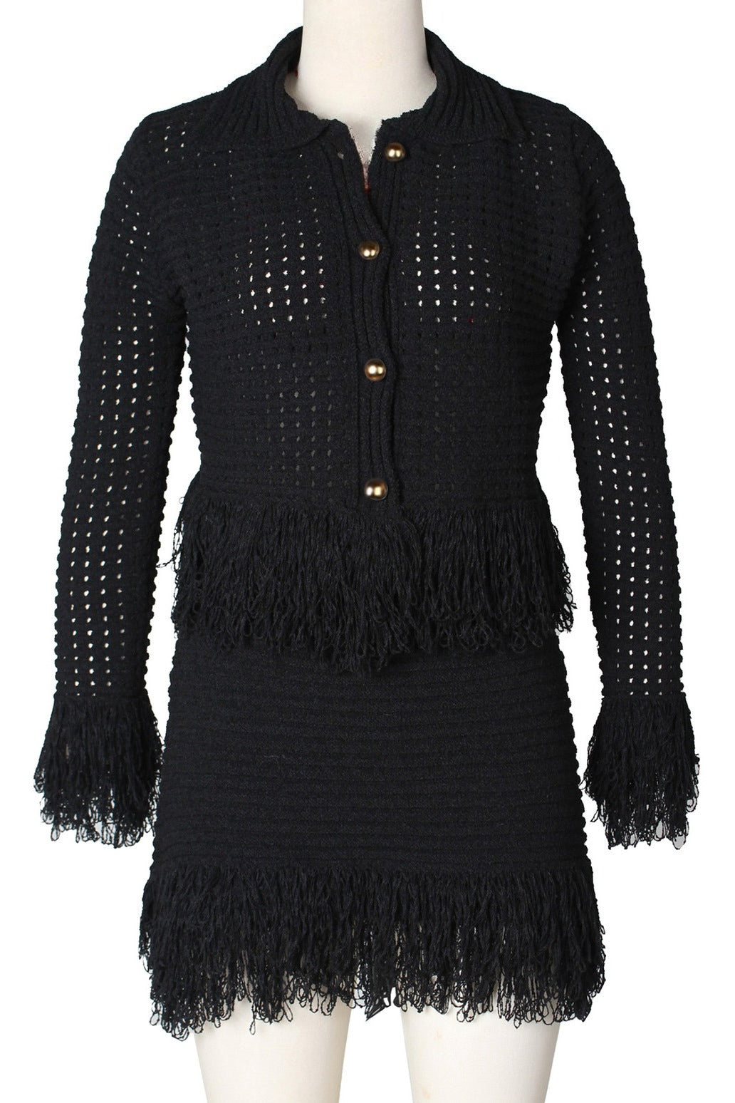 Knitted Fringe Skirt Set Lavish Daily