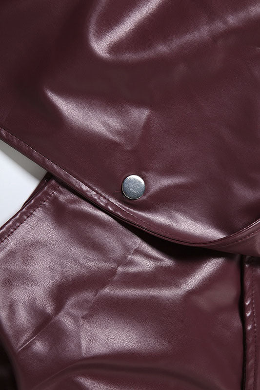 Faux Leather Notched Lapel Jacket Lavish Daily