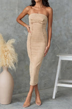 Vintage Mid Wash Denim Bandeau Midi Dress Lavish Daily