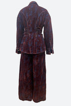 Printed Contrast Denim Jacket & Pants Set Lavish Daily