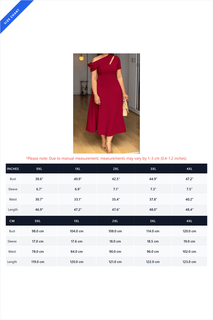 Plus Size Asymmetrical Cutout A-Line Midi Dress Lavish Daily
