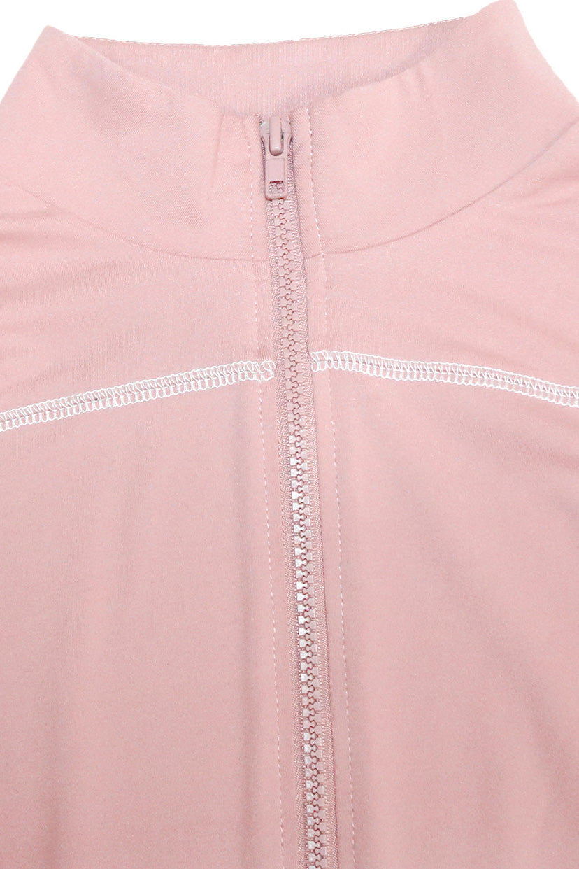 Solid Color Long Sleeve Zip-Up Top & Pants Set Lavish Daily