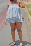 Striped Halter Sleeveless Loose Two-Piece Set Lavish Daily