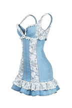 Denim Lace Trim Mini Dress Lavish Daily