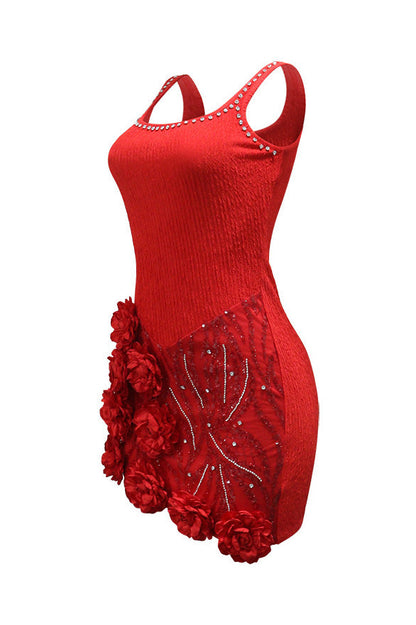 Embellished Rosette Mini Dress Lavish Daily