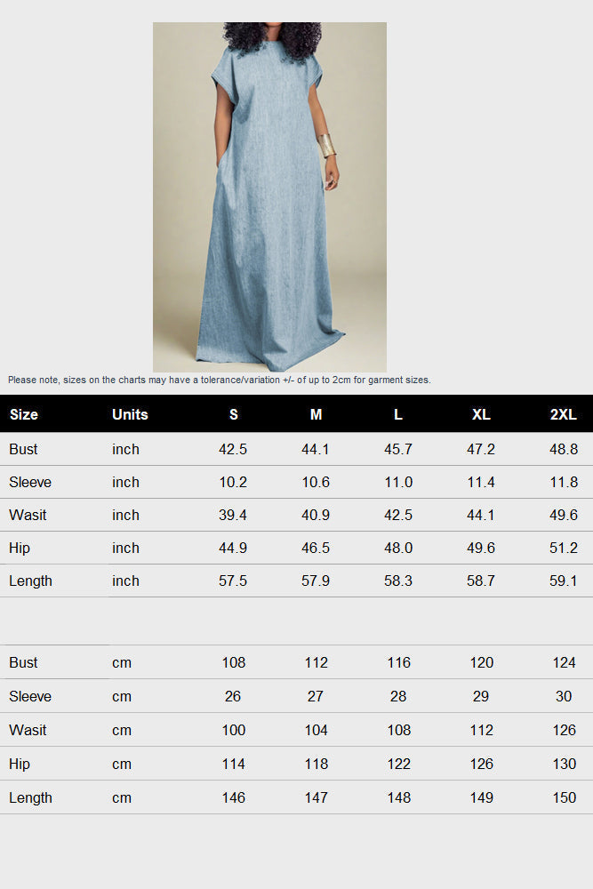 Denim V-Cut Back Maxi Dress Lavish Daily