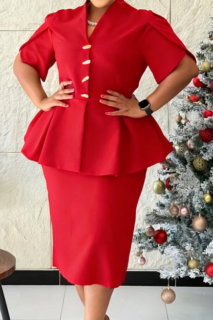 Elegant Peplum Top & Pencil Skirt Set Lavish Daily