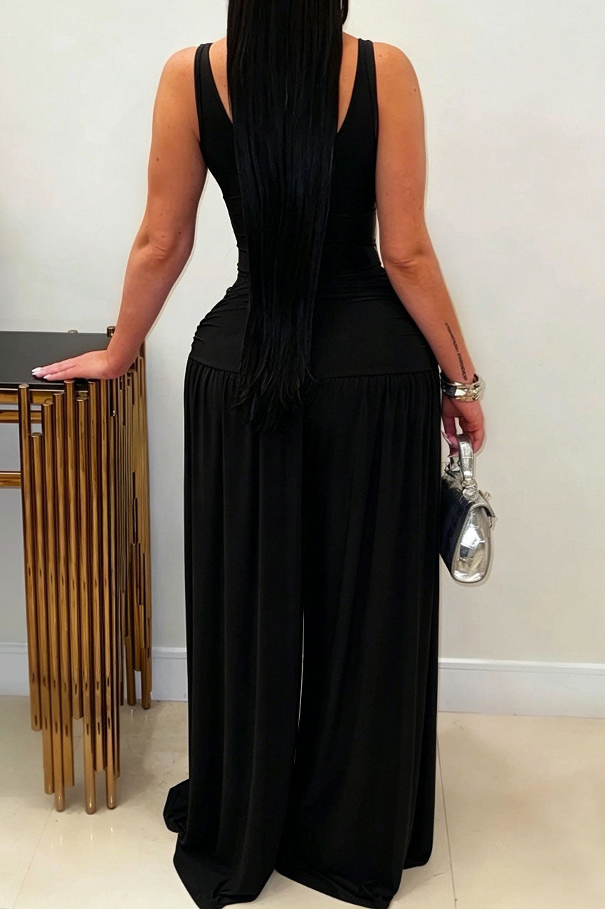 Embellished Cutout Wide Leg Jumpsuit Lavish Daily
