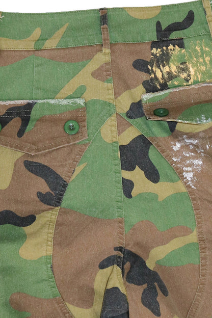 Distressed Camo Patchwork Wide-Leg Cargos Lavish Daily