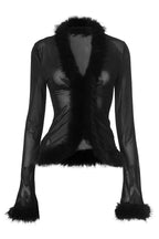 Fur Patchwork Mesh Cardigan LavishDaily