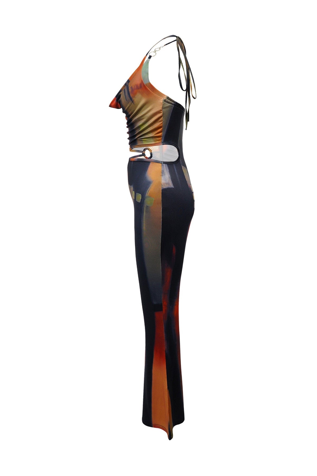 Cowl Neck Cutout Flared Jumpsuit Lavish Daily