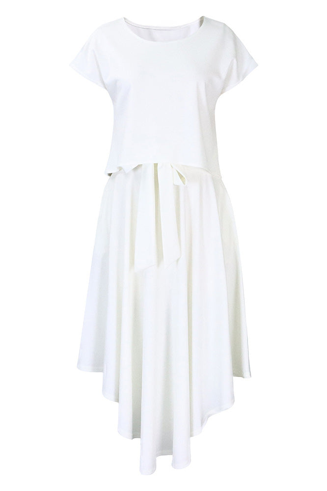 Solid Top & A-Line Midi Skirt Lavish Daily